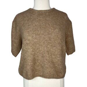 Permanent Womens Cropped Sweater Tan Short Sleeves Size Medium New